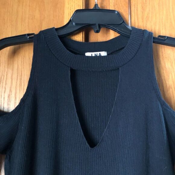 LNA Choker Cut Out Ribbed Cold Shoulder Pullover Sweater Black - XS - Picture 4 of 12